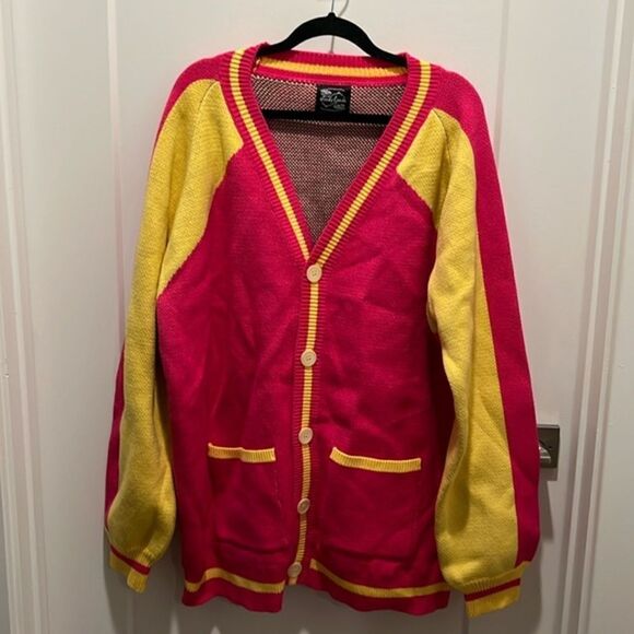 Steady Hands Varsity Cardigan Sweater. With Funky Design - Picture 1 of 9